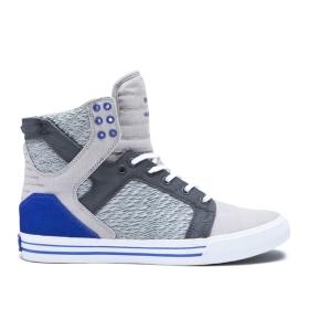 Tenis Altos Supra SKYTOP Hombre Gris/Azul Real/Blancas (MX-62129)